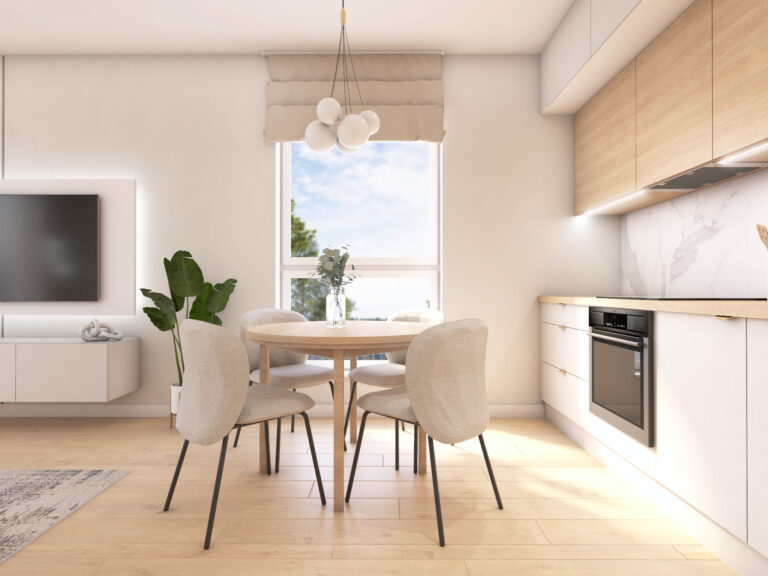 salon z kuchnią przytulna projekt dom gdynia gdańsk nowoczesny styl projekt wnętrza architekt