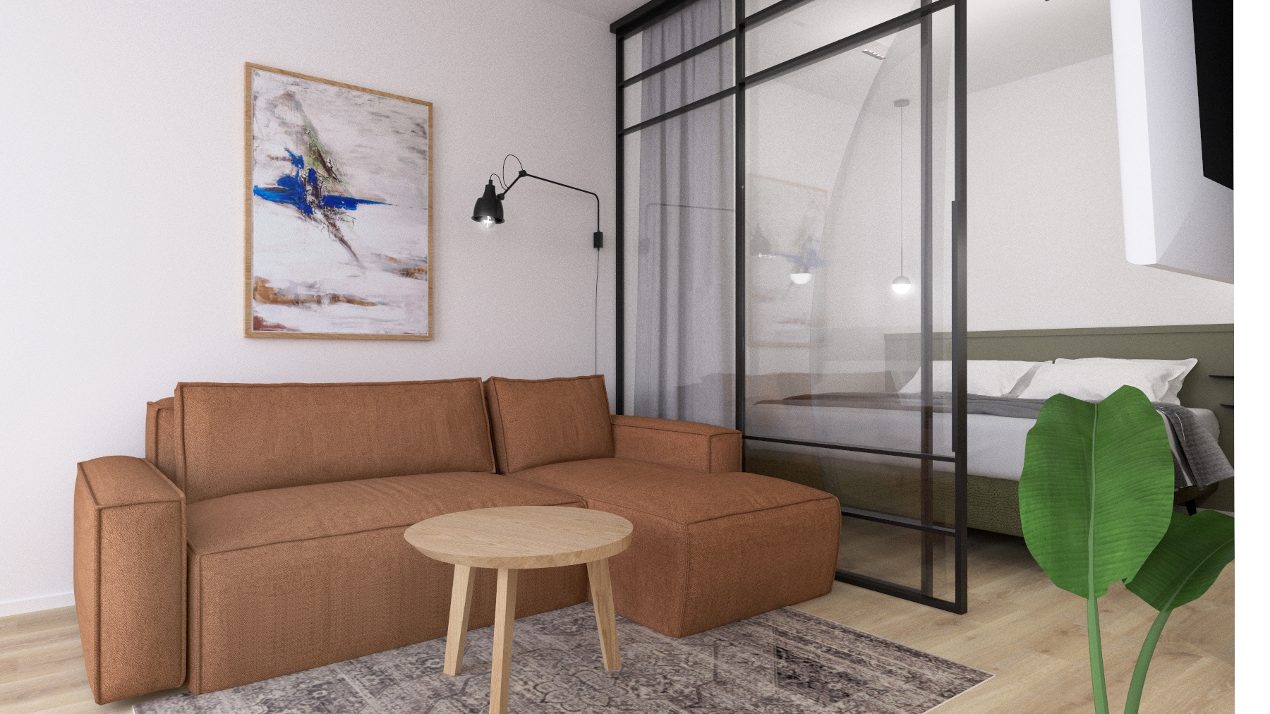 salon z aneksem kuchnia mieszkanie na wynajem projekt dom gdynia gdańsk nowoczesny styl projekt wnętrza architekt