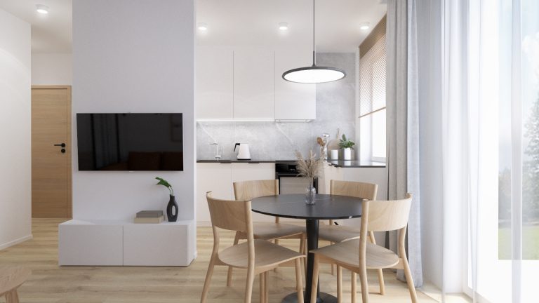 salon z aneksem kuchnia mieszkanie na wynajem projekt dom gdynia gdańsk nowoczesny styl projekt wnętrza architekt