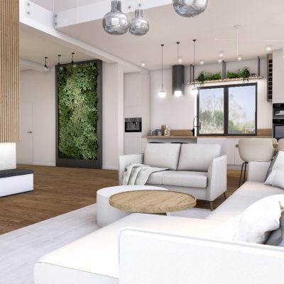 salon wysoki antresola przytulny projekt dom gdynia gdańsk nowoczesny styl projekt wnętrza architekt